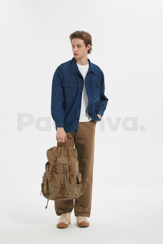 Vintage Large Laptop Canvas Backpack 28L - Model Photo 1