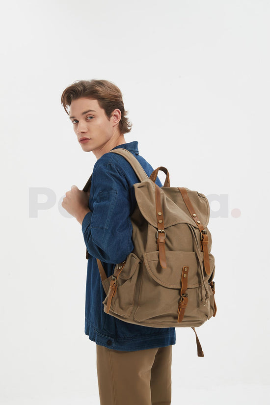 Vintage Large Laptop Canvas Backpack 28L - Model Photo 2