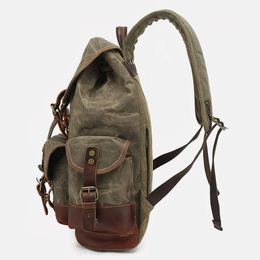 Large Retro Waxed Canvas Leather Backpack