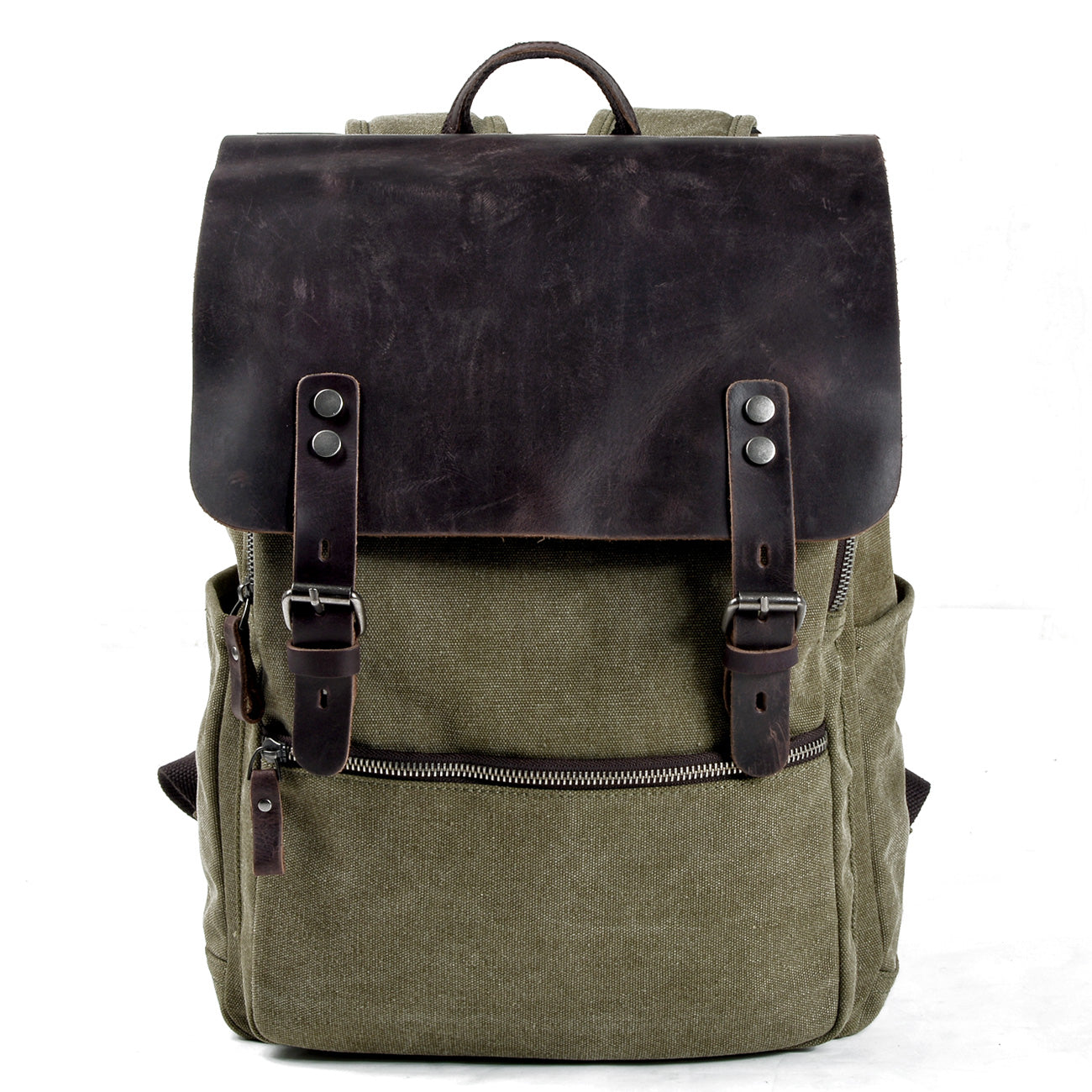 Canvas Leather Vintage Laptop Backpack 18L