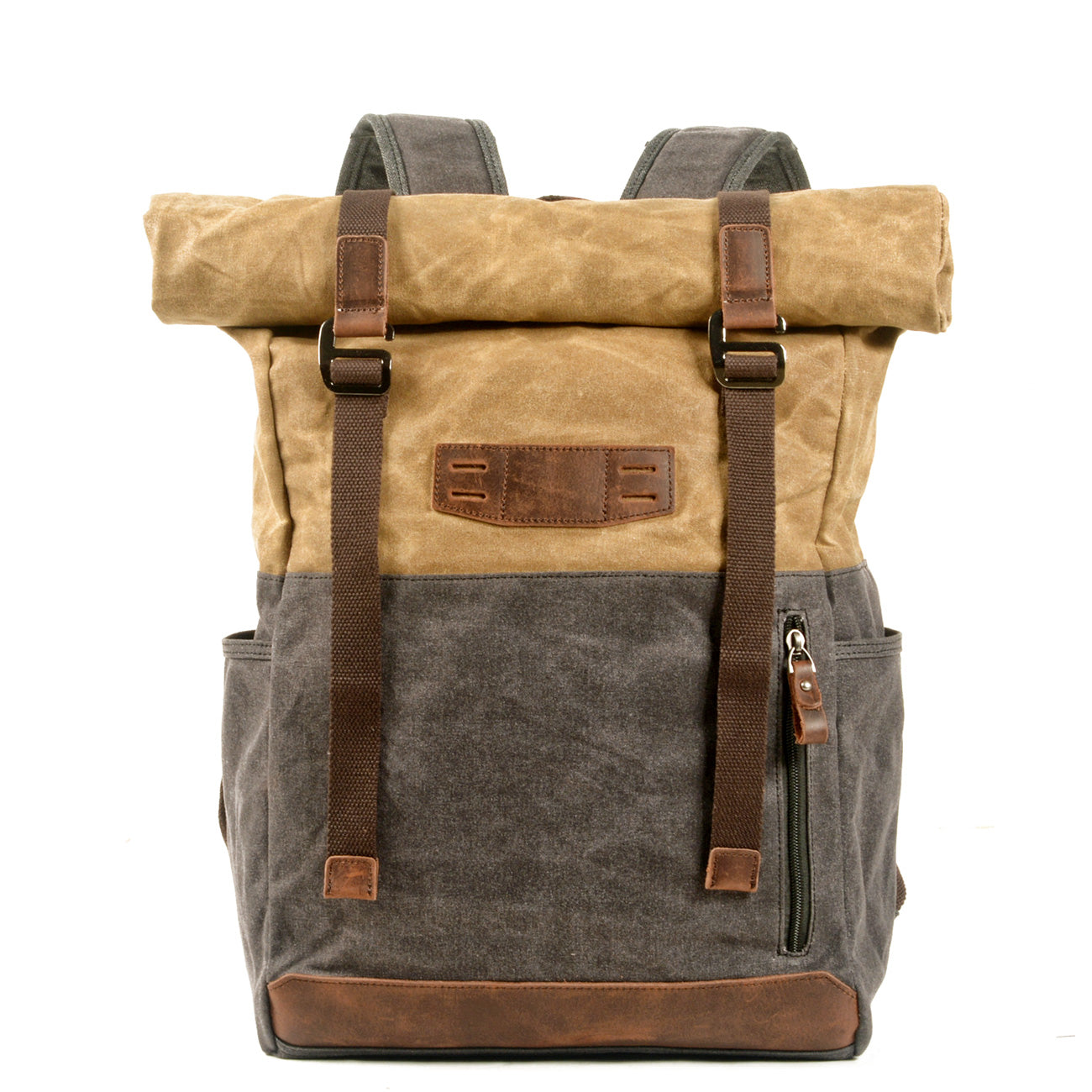 Waxed Canvas Vintage Roll Top Backpack 18L