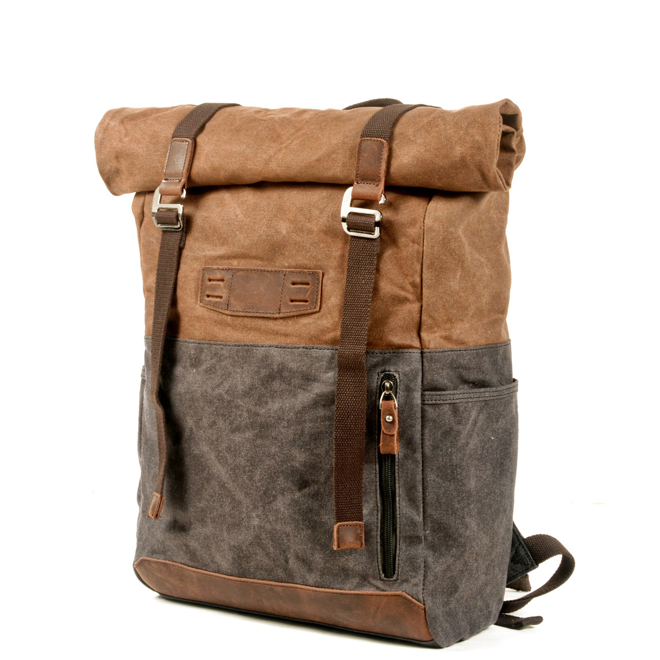 Waxed Canvas Vintage Roll Top Backpack 18L