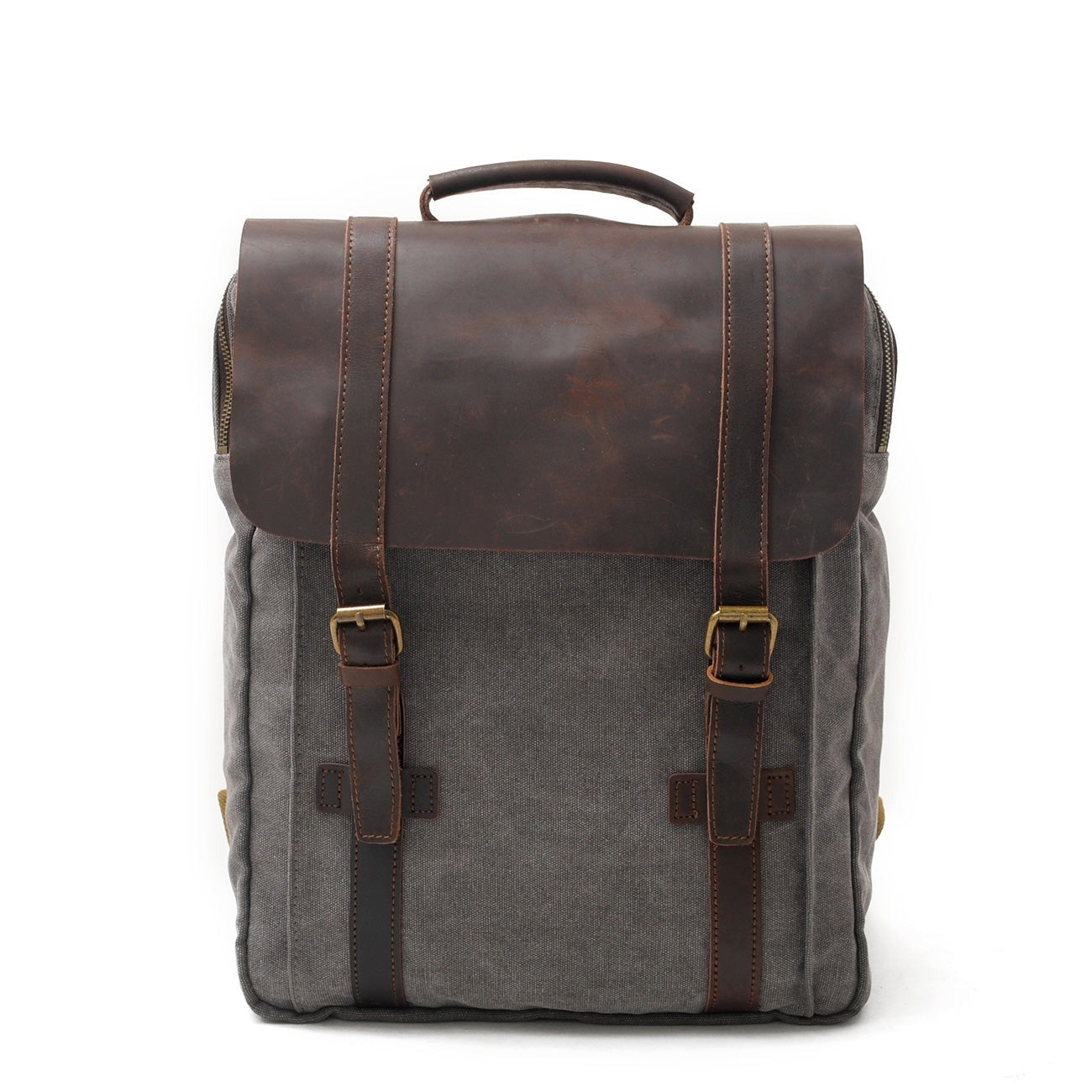 Vintage Leather Canvas Laptop Backpack 18L