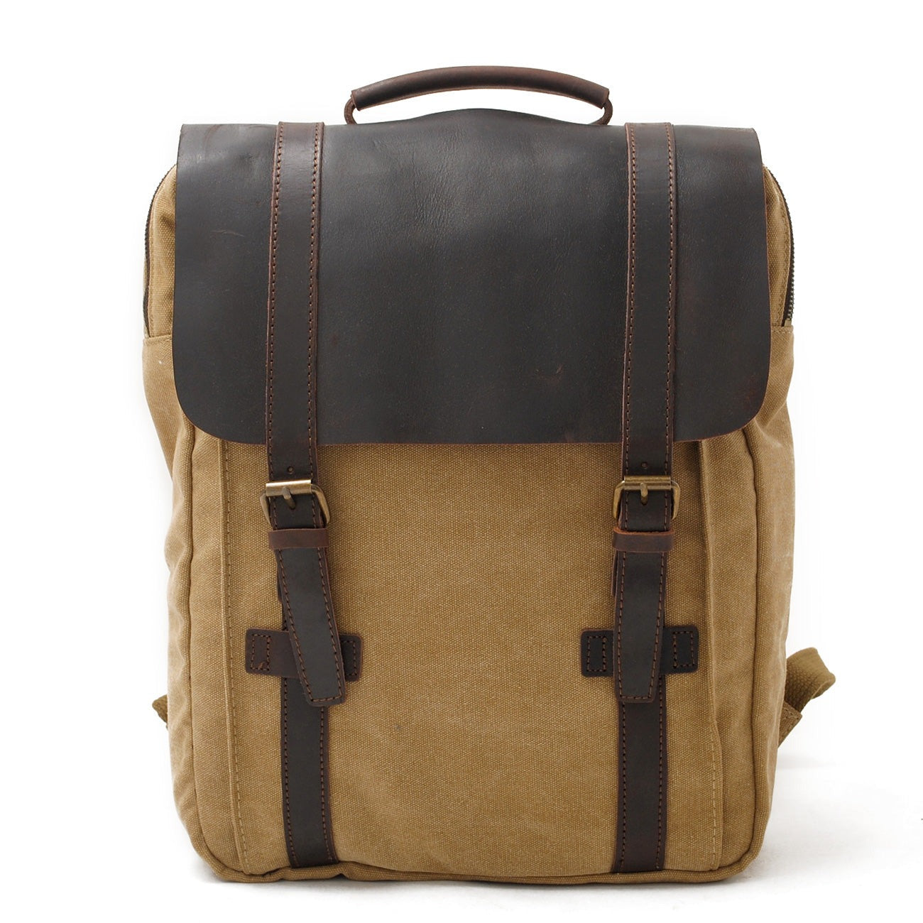 Vintage Leather Canvas Laptop Backpack 18L