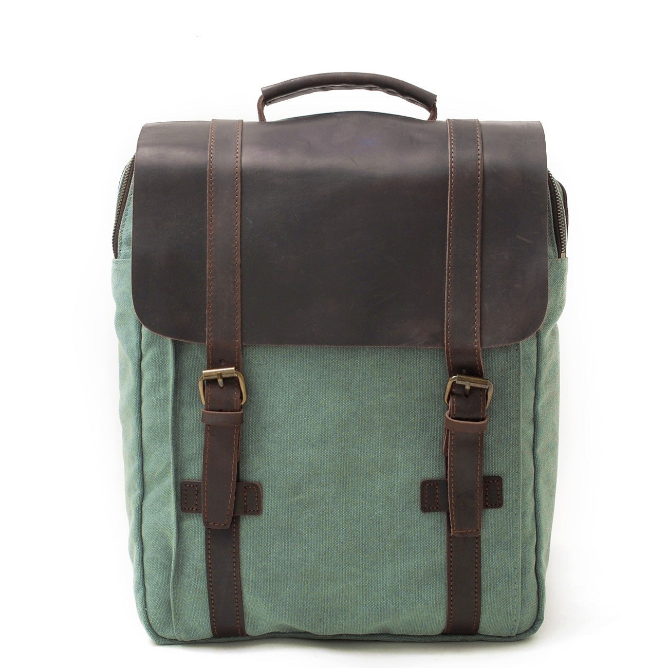 Vintage Leather Canvas Laptop Backpack 18L