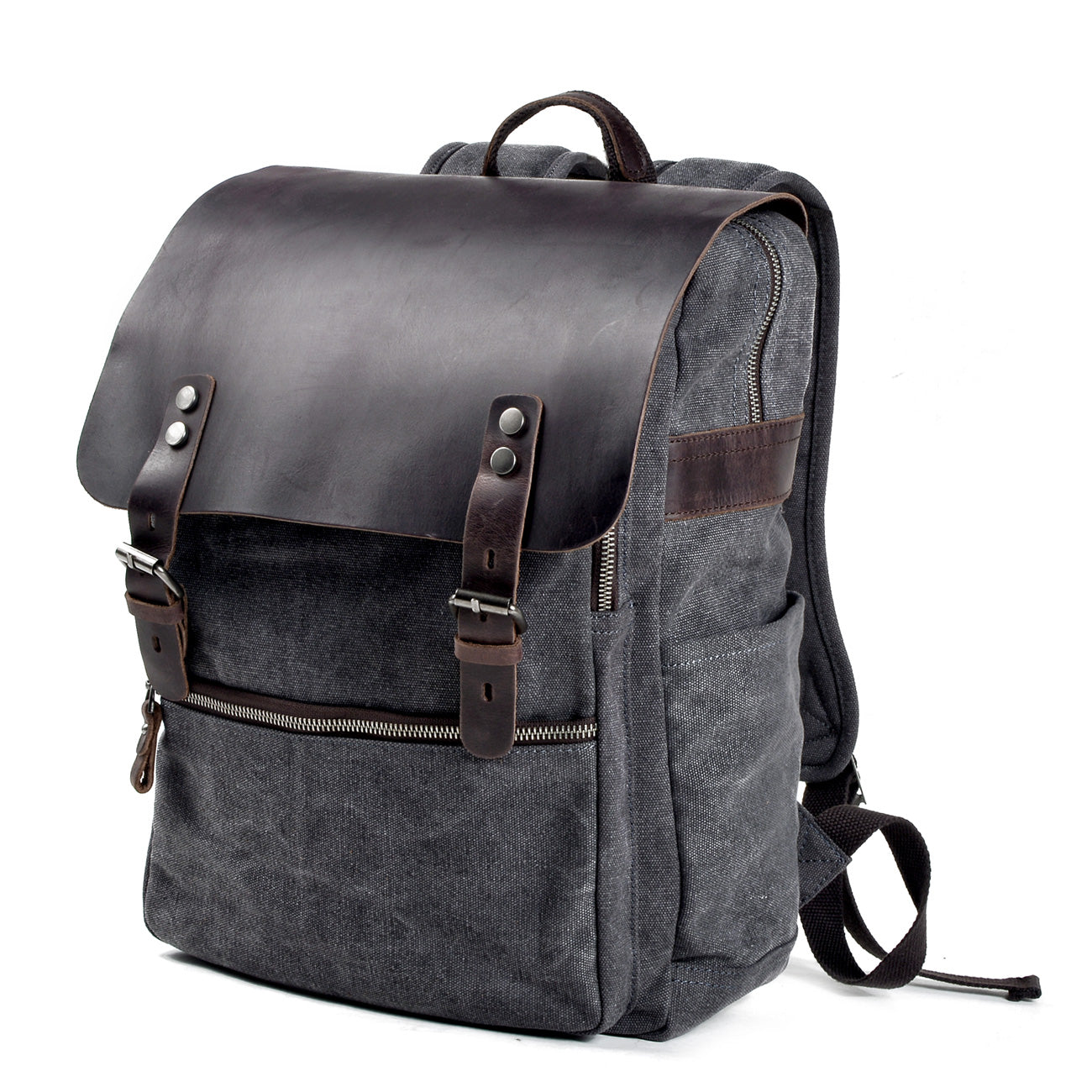 Canvas Leather Vintage Laptop Backpack 18L