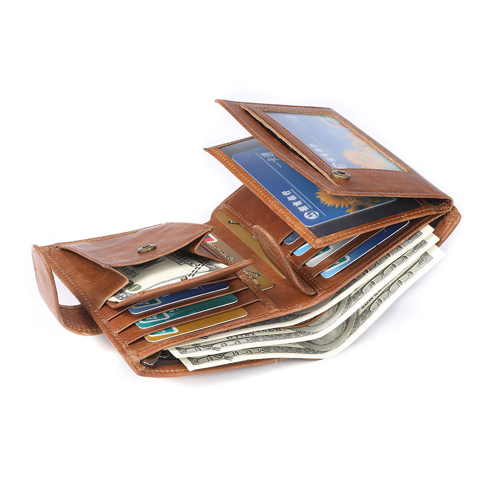 Slim Trifold Genuine Leather RFID Wallet