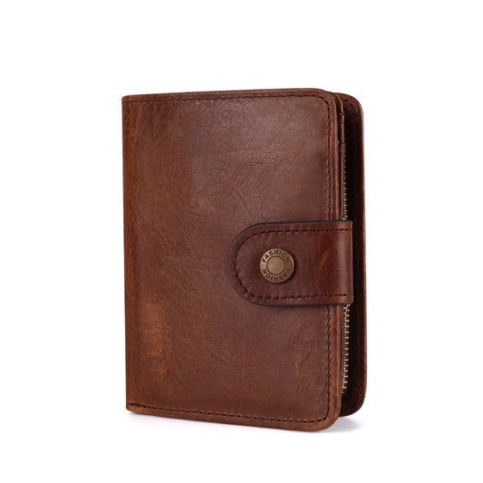 Real Leather Vintage Zip Wallet With Flip ID