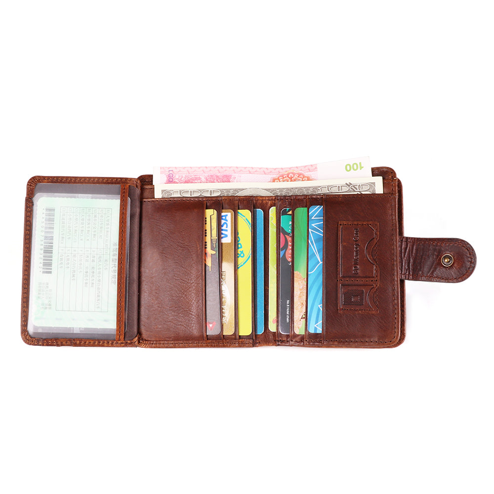 Real Leather Vintage Zip Wallet With Flip ID