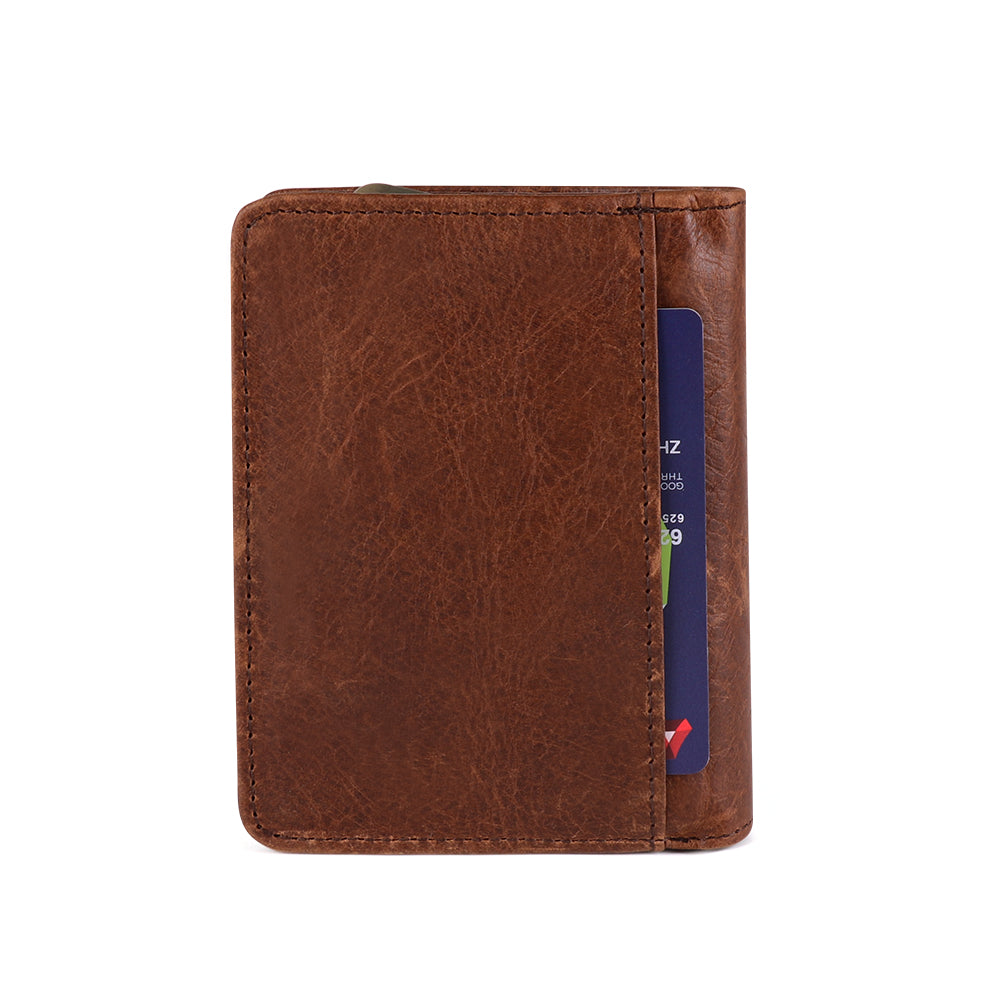 Real Leather Vintage Zip Wallet With Flip ID