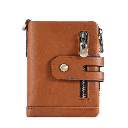 Full Grain Leather Bifold Wallet With Chain