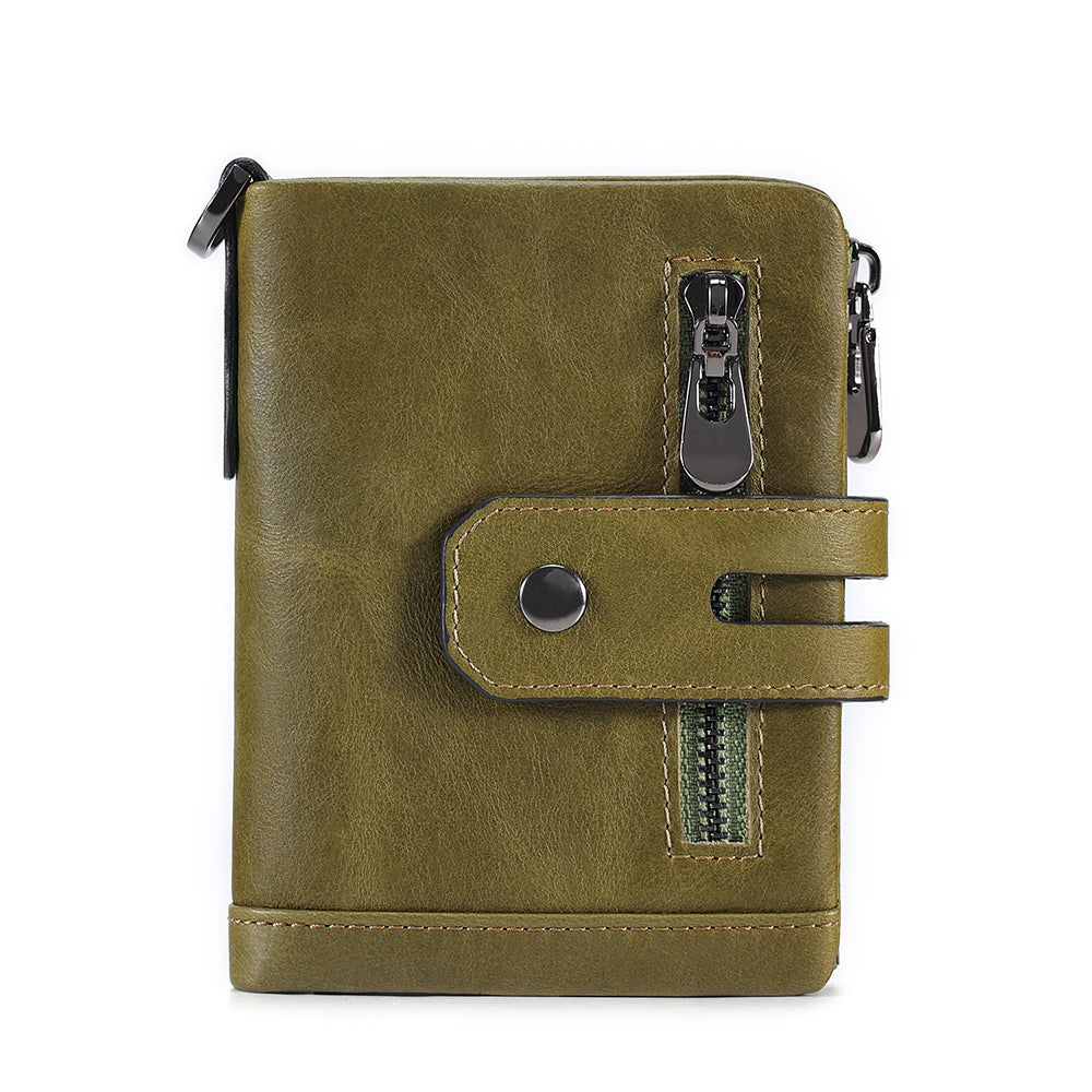 Full Grain Leather Bifold Wallet With Chain