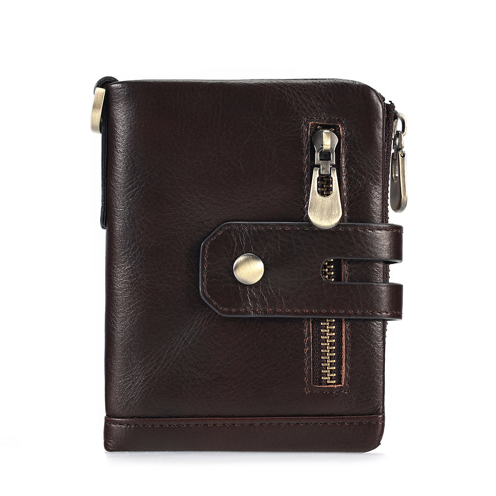 Full Grain Leather Bifold Wallet With Chain