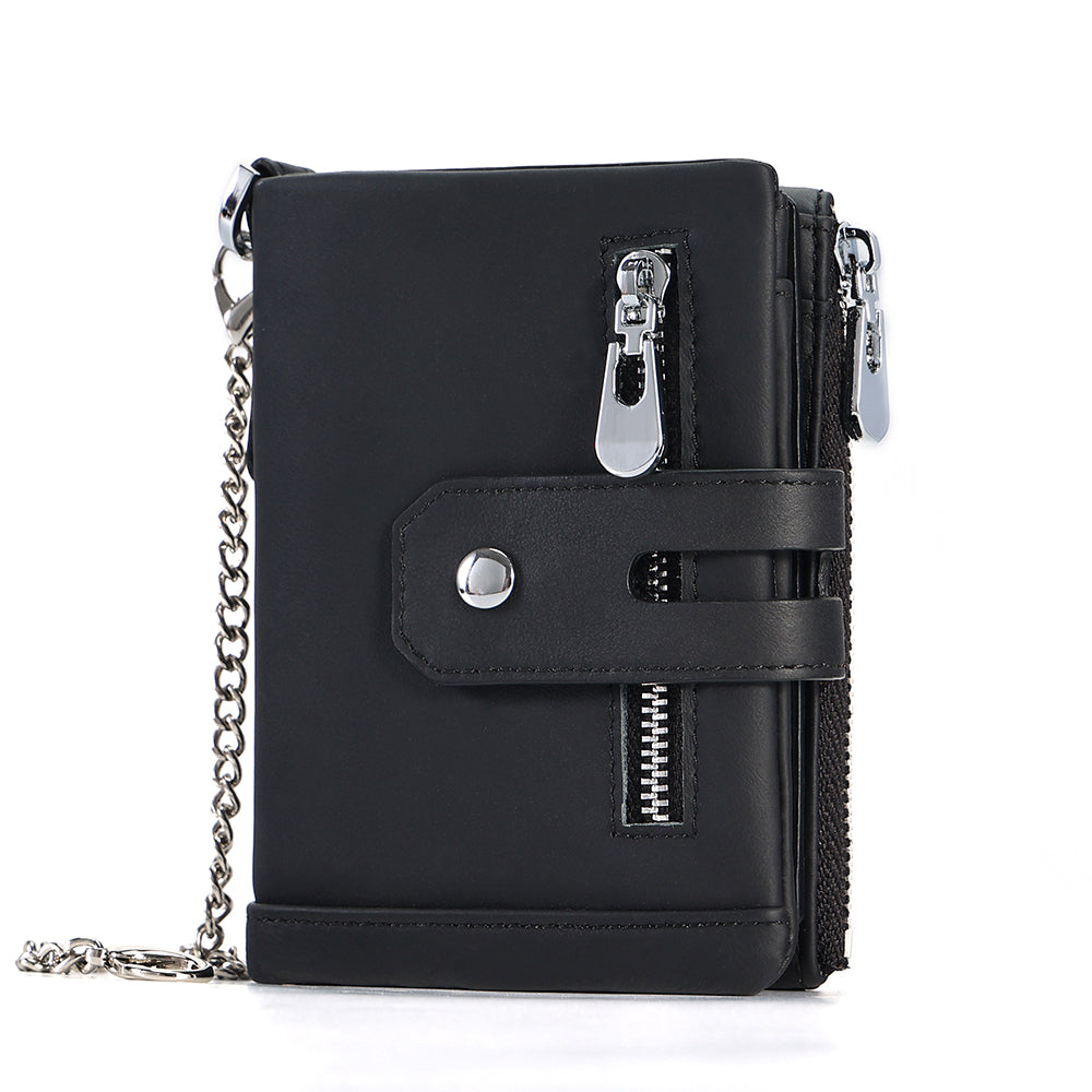 Full Grain Leather Bifold Wallet With Chain
