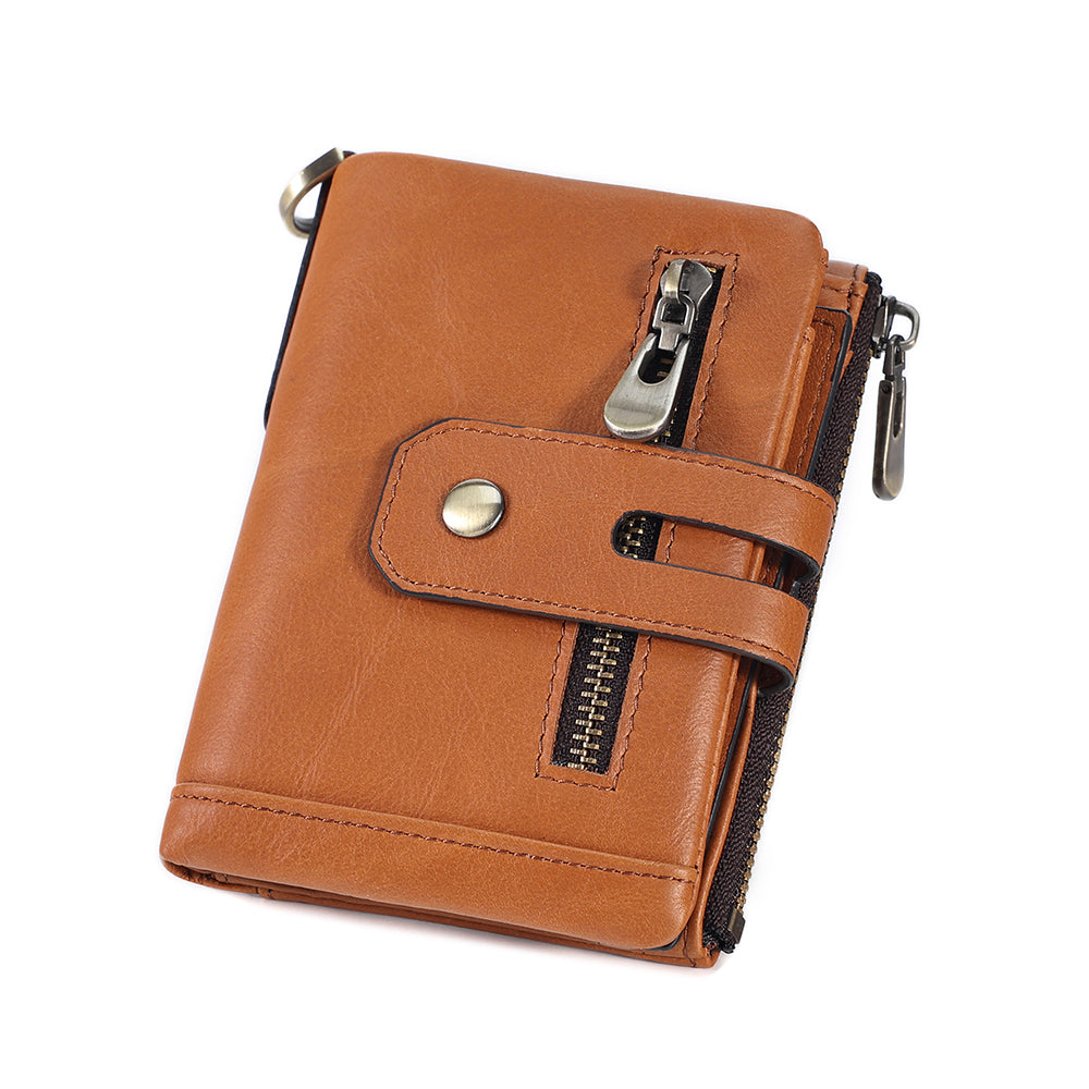 Full Grain Leather Bifold Wallet With Chain