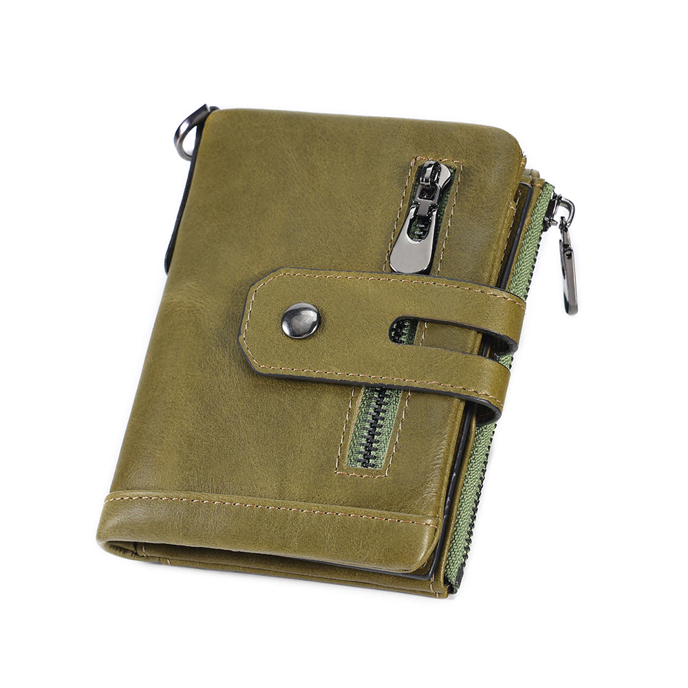 Full Grain Leather Bifold Wallet With Chain