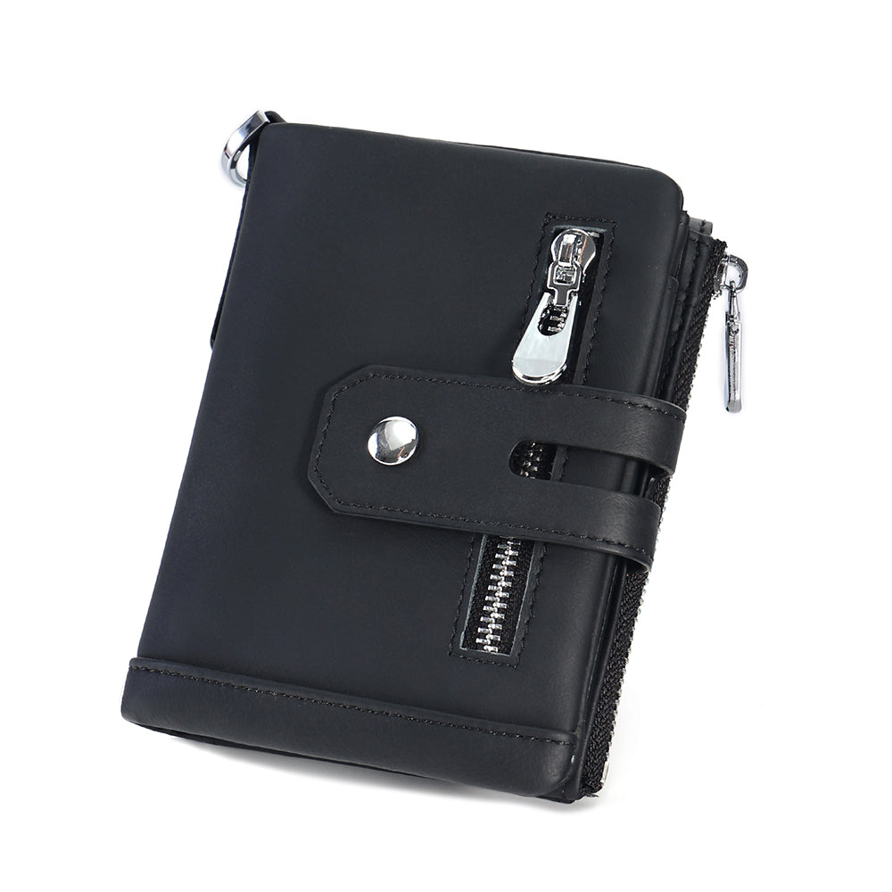 Full Grain Leather Bifold Wallet With Chain