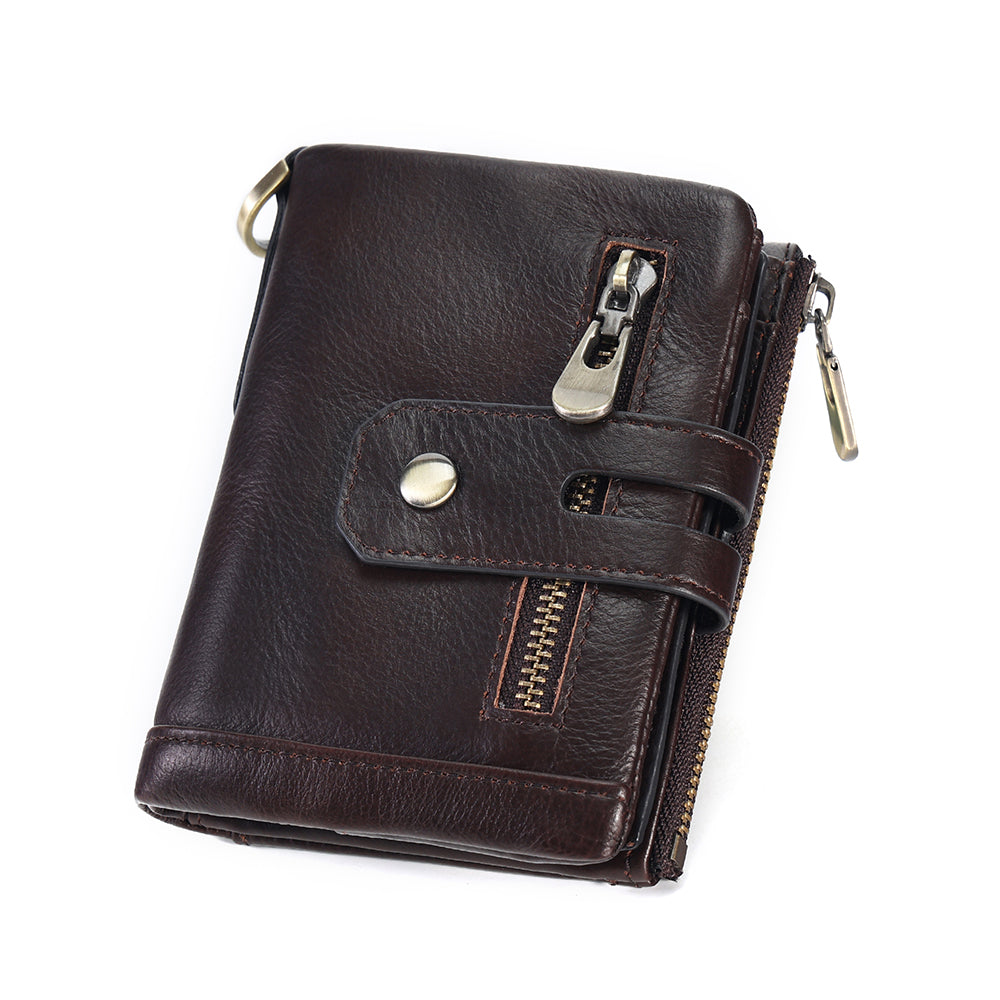 Full Grain Leather Bifold Wallet With Chain