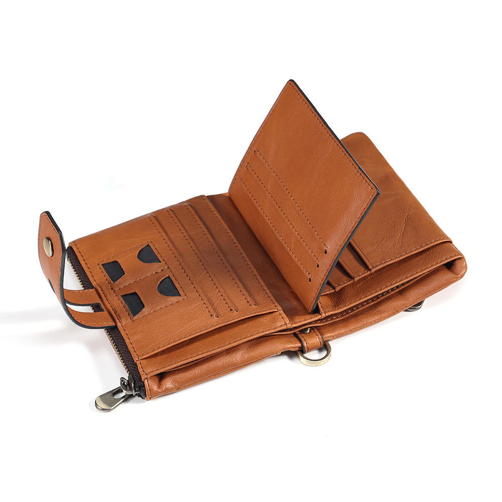 Full Grain Leather Bifold Wallet With Chain