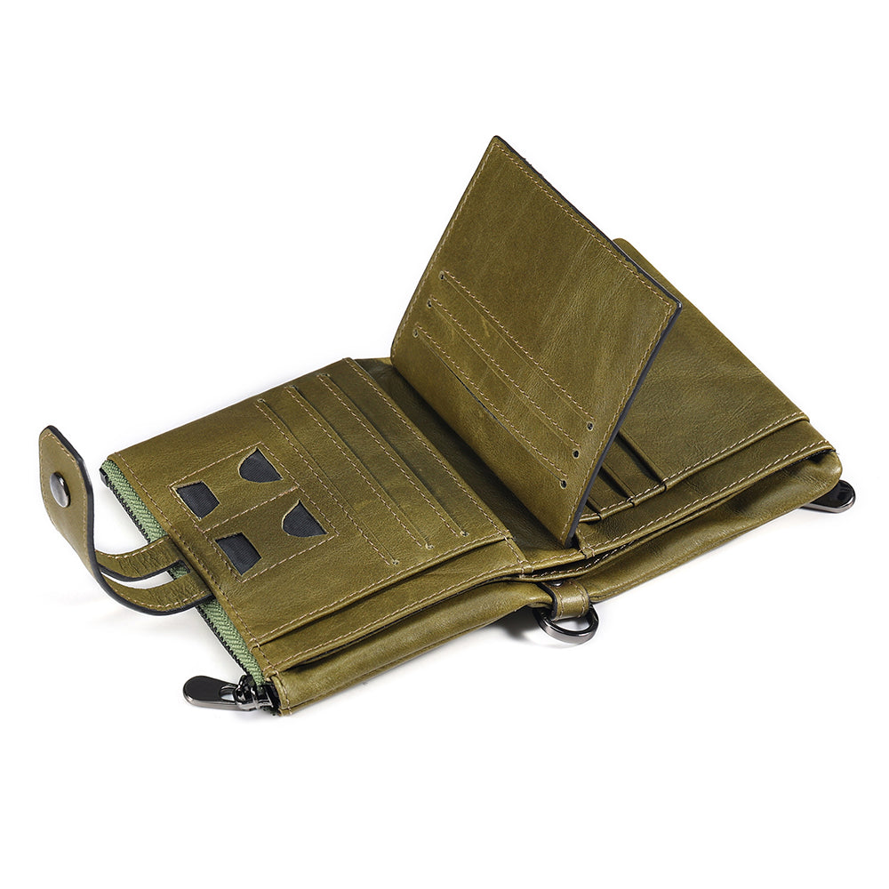 Full Grain Leather Bifold Wallet With Chain
