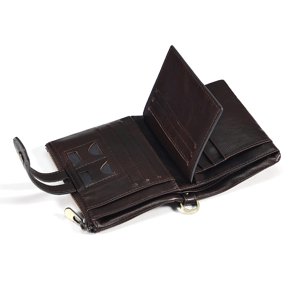 Full Grain Leather Bifold Wallet With Chain