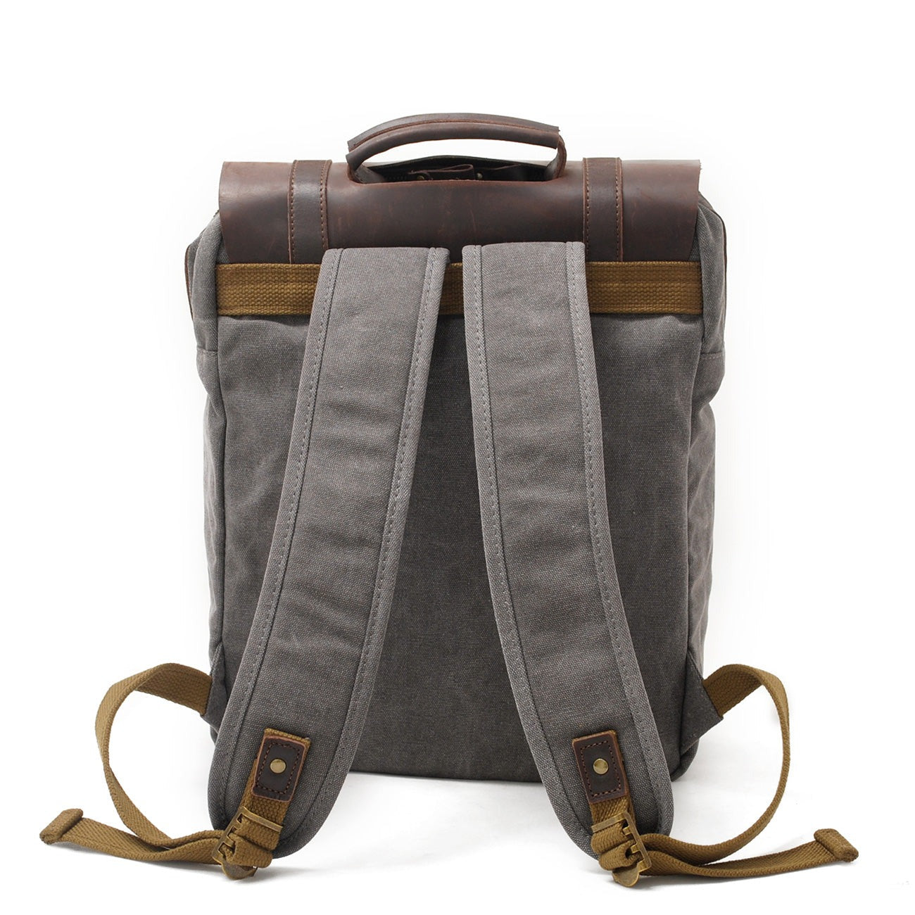 Vintage Leather Canvas Laptop Backpack 18L