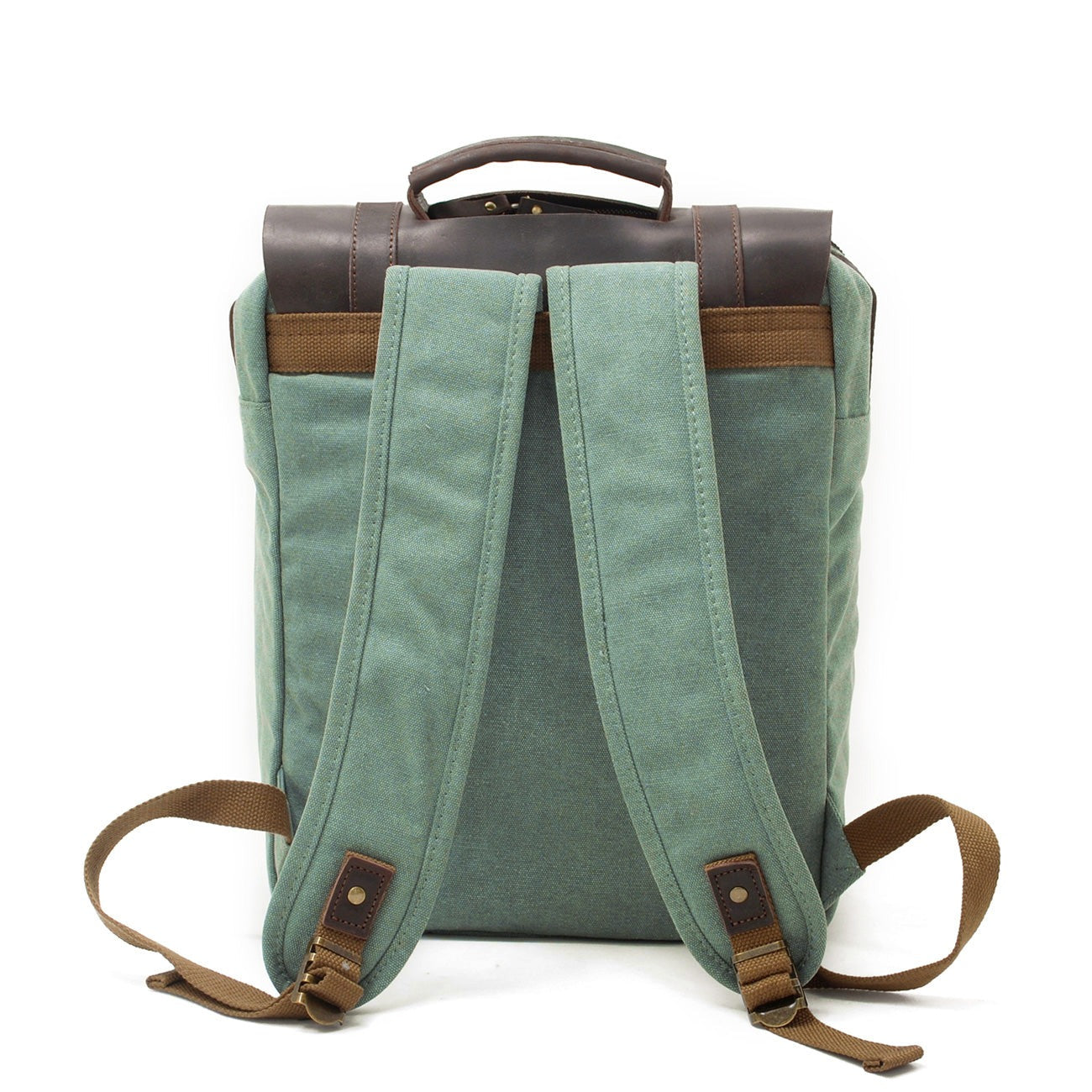 Vintage Leather Canvas Laptop Backpack 18L