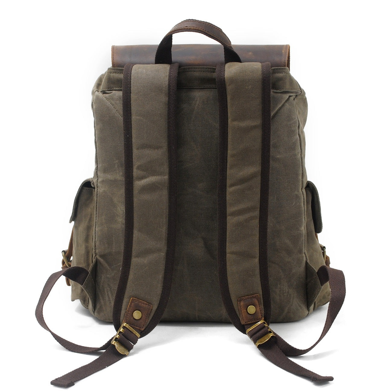 Vintage Leather Canvas Laptop Backpack 20L