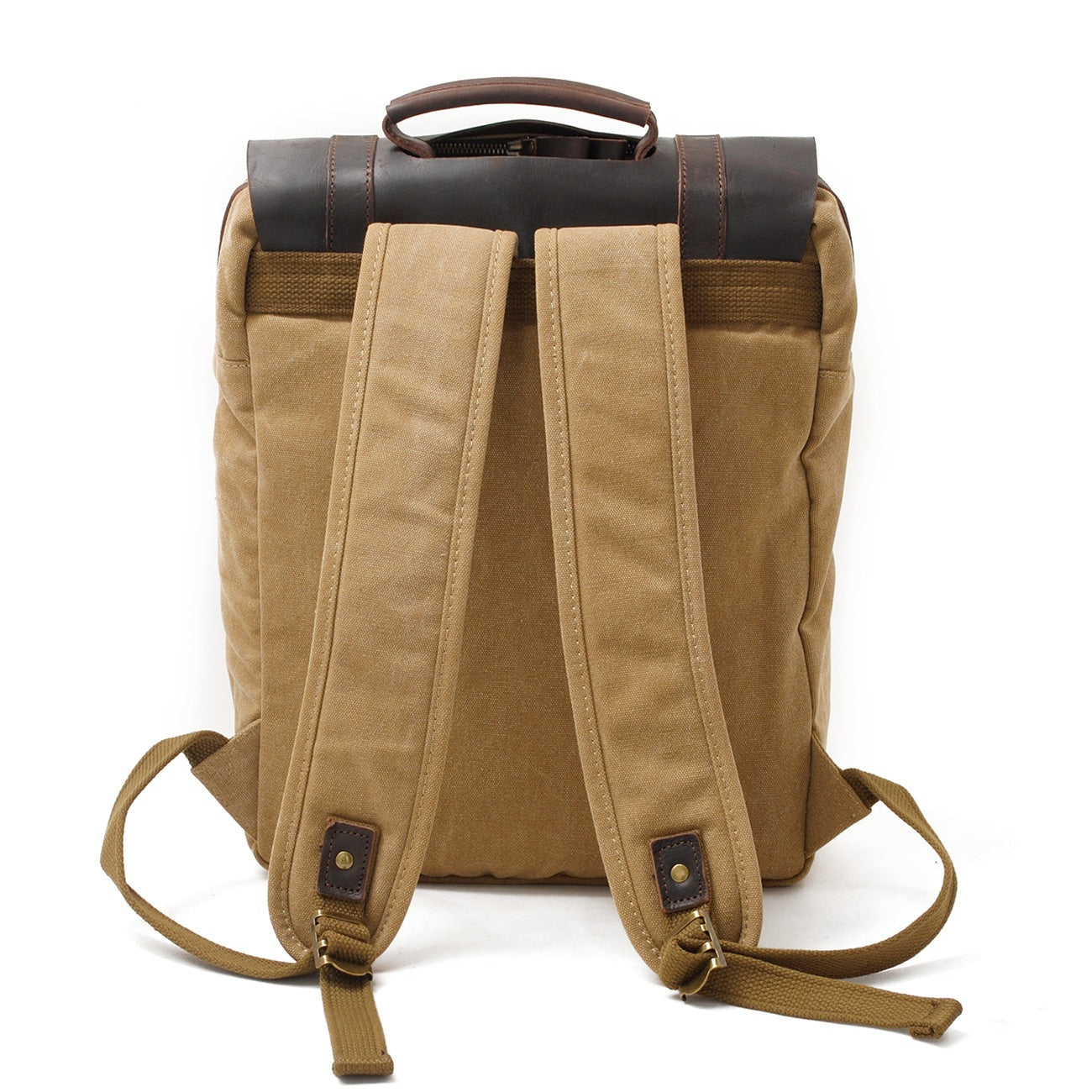 Vintage Leather Canvas Laptop Backpack 18L