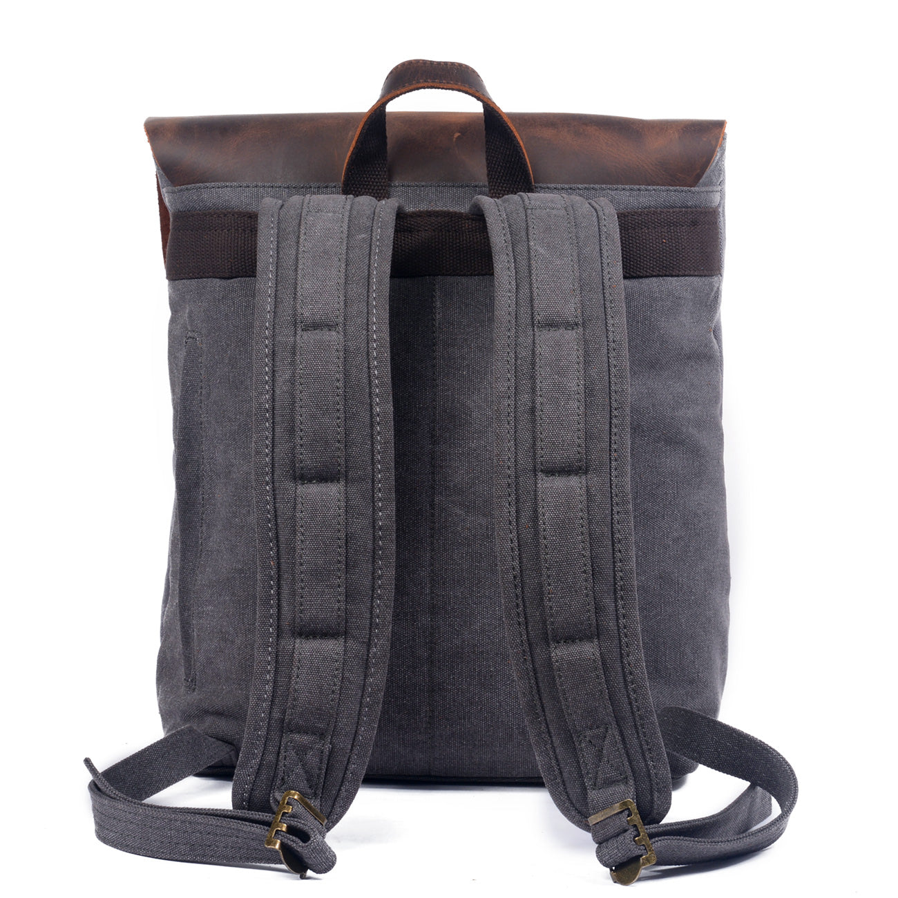 Waterproof Leather Canvas School Backpack 20L