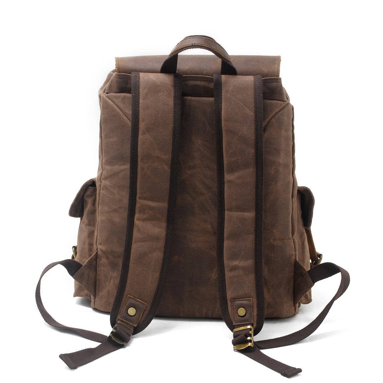 Vintage Leather Canvas Laptop Backpack 20L