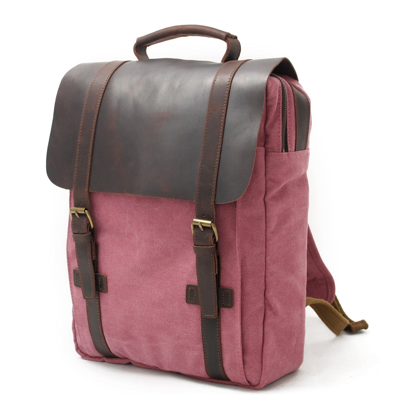 Vintage Leather Canvas Laptop Backpack 18L