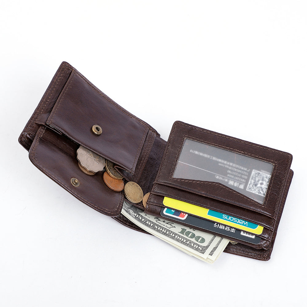 Slim Bifold Genuine Leather RDFI Wallet