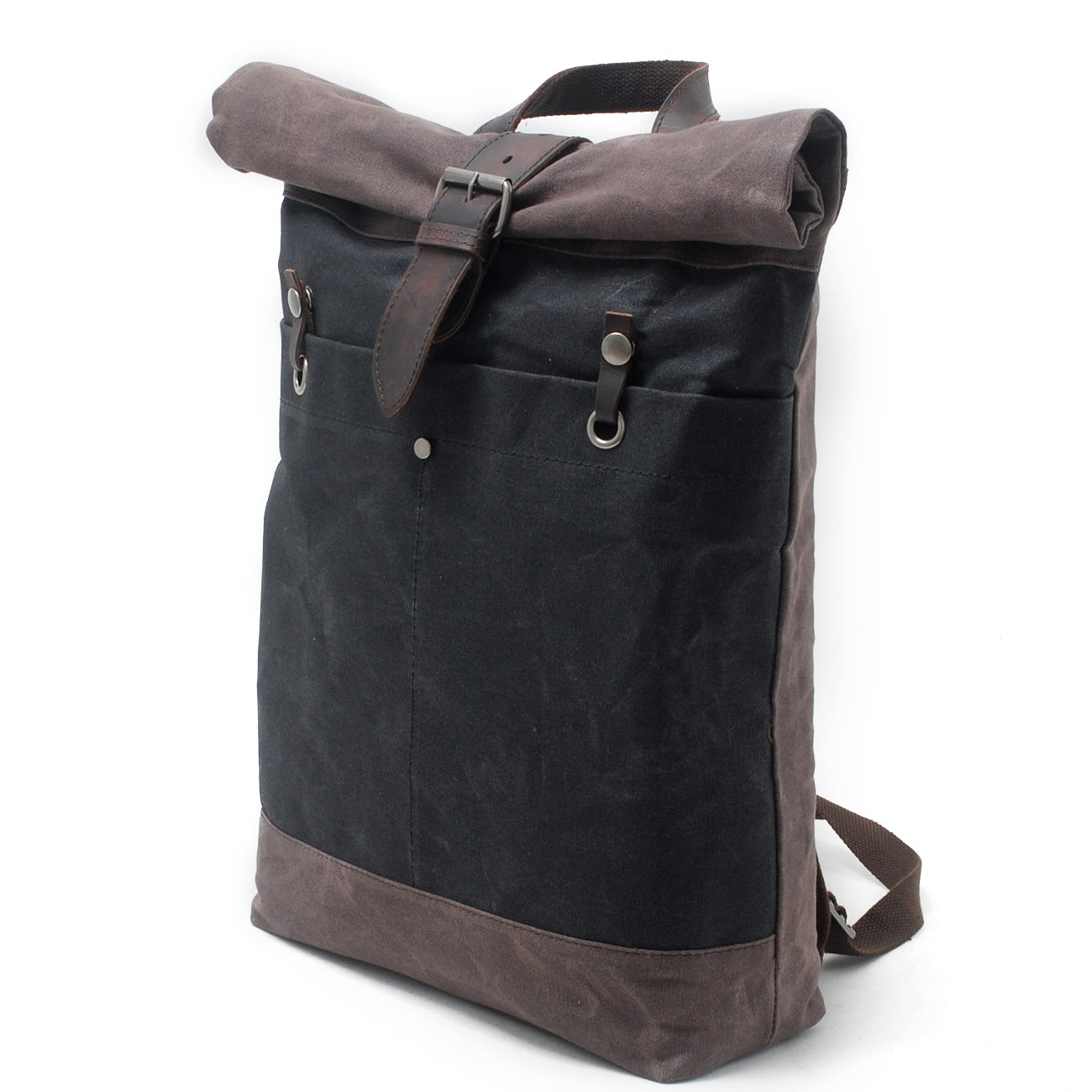 Waterproof Waxed Canvas Roll Top Backpack 18L