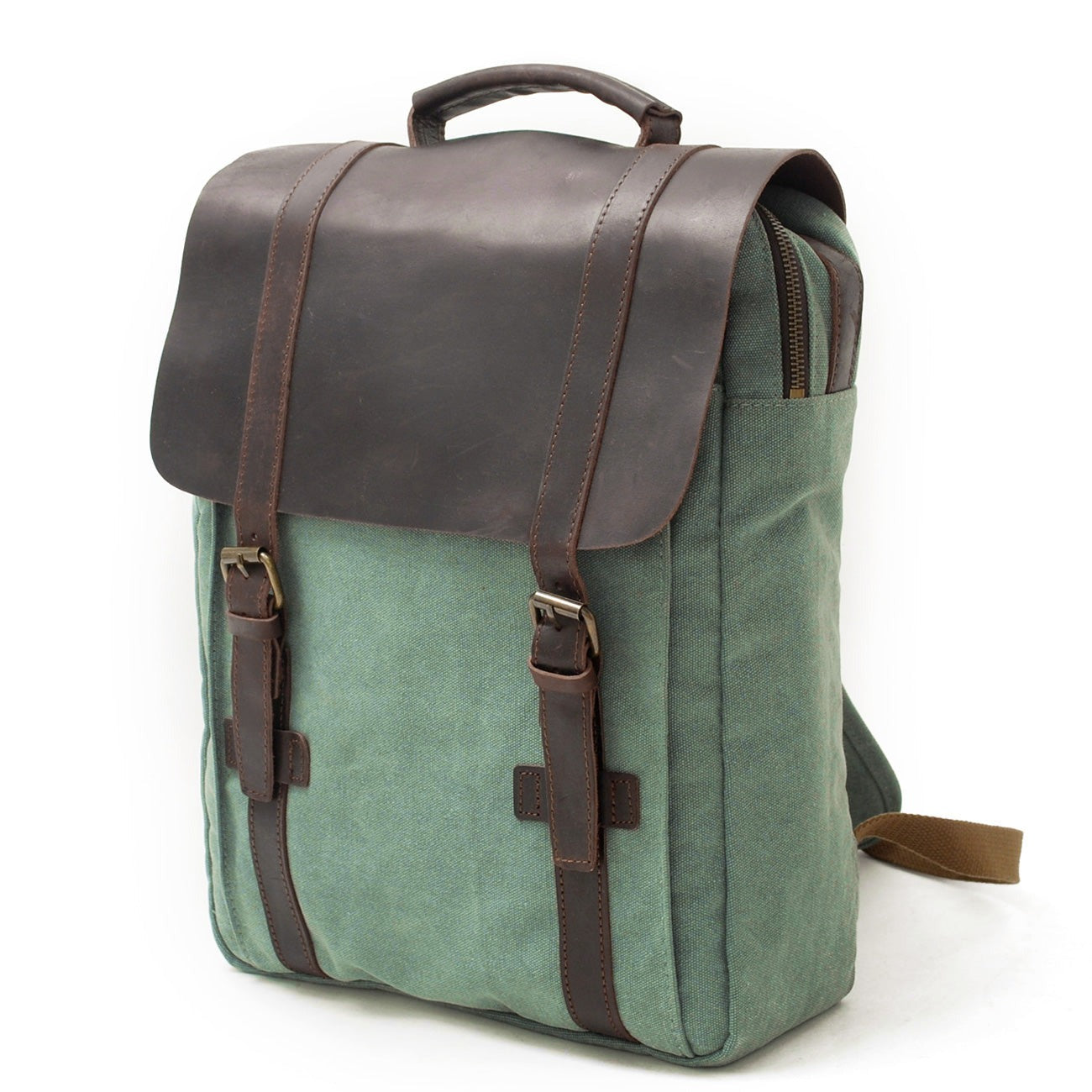 Vintage Leather Canvas Laptop Backpack 18L