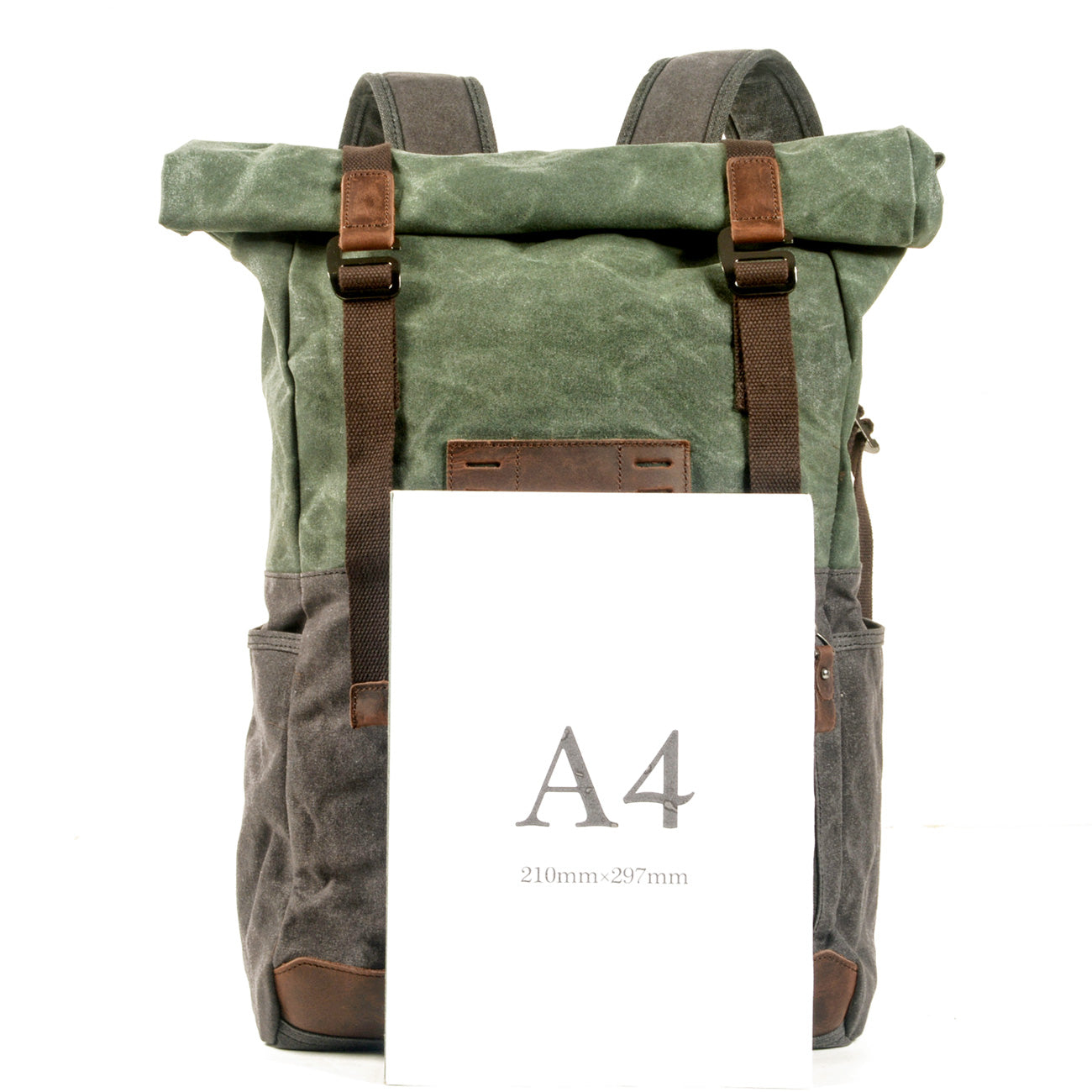 Waxed Canvas Vintage Roll Top Backpack 18L