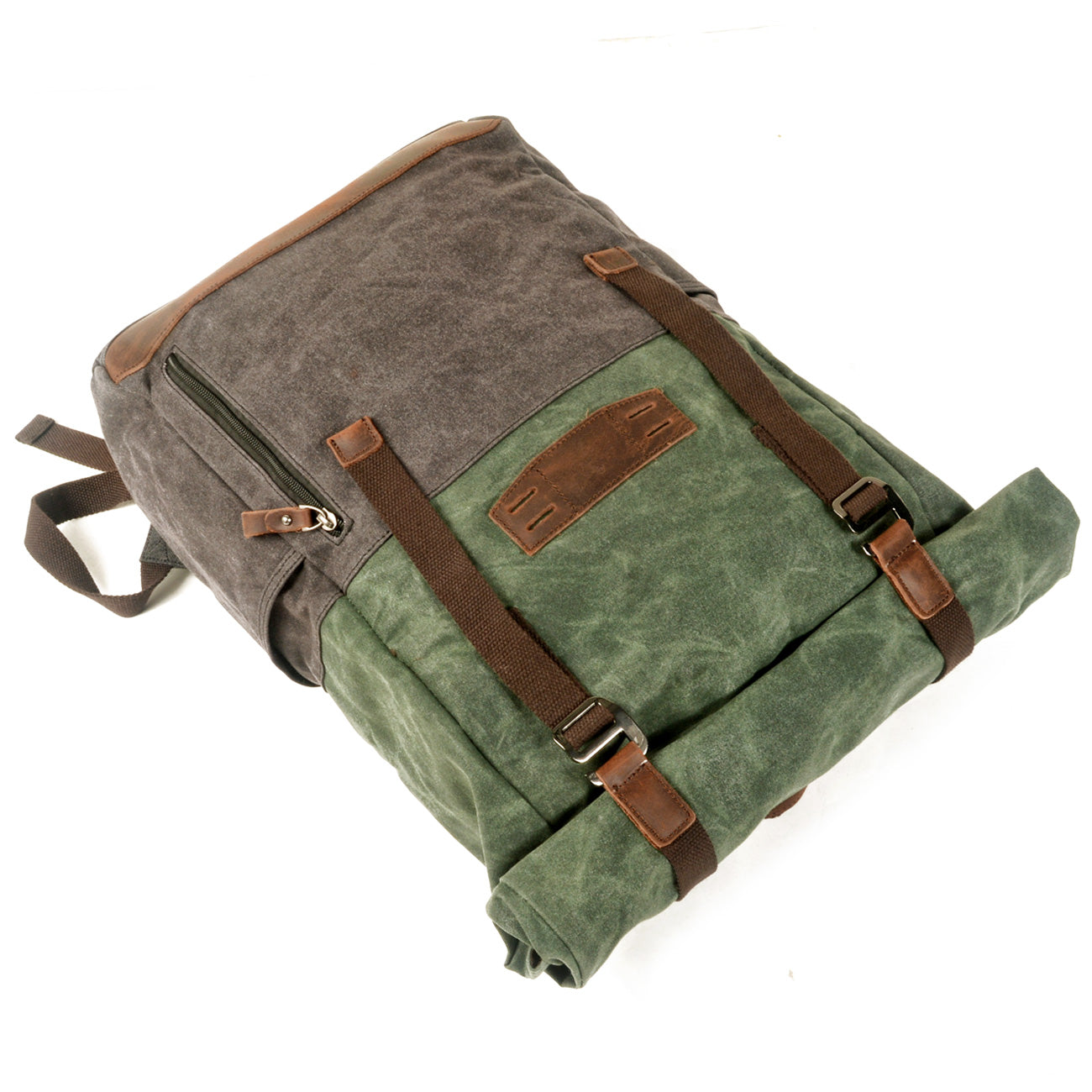 Waxed Canvas Vintage Roll Top Backpack 18L