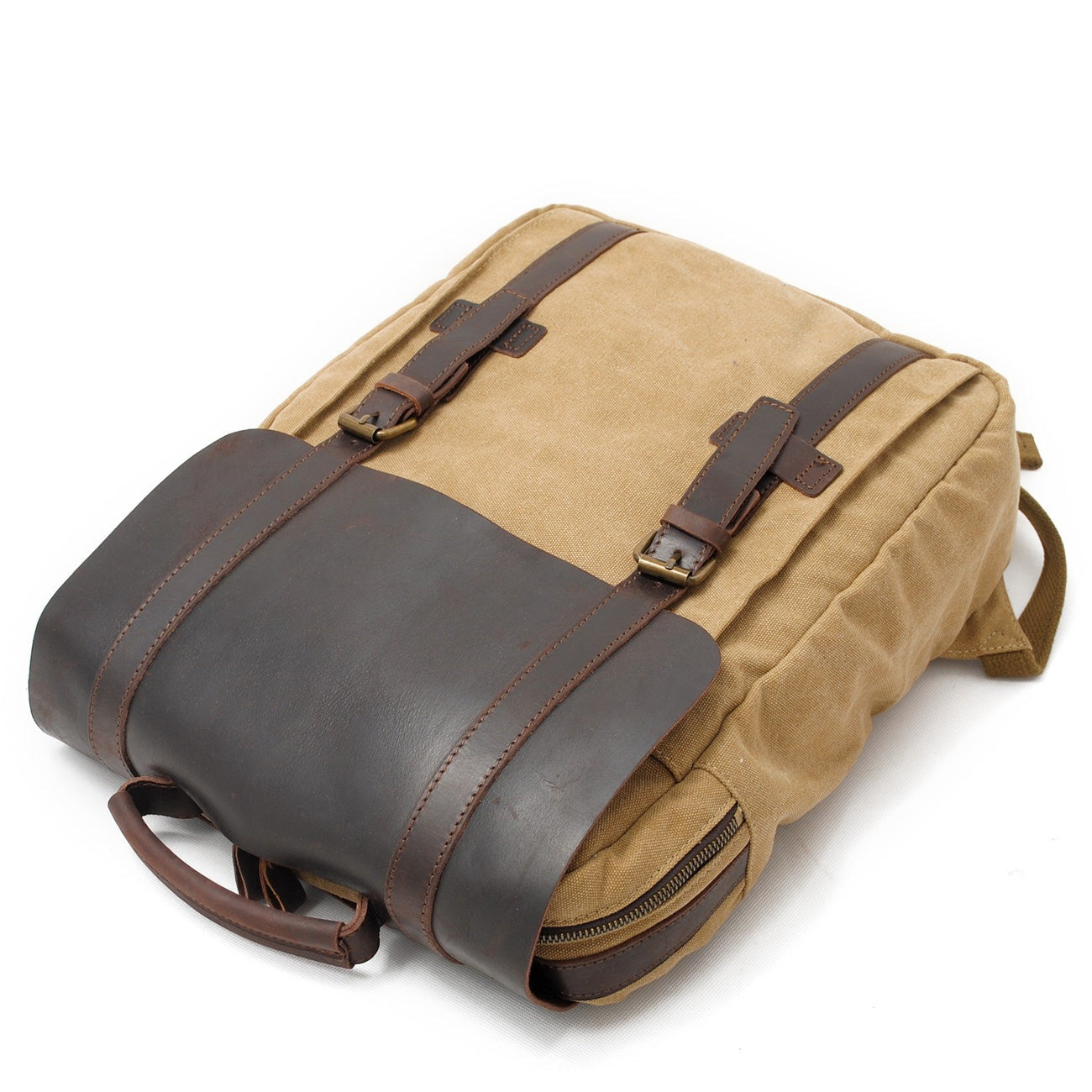 Vintage Leather Canvas Laptop Backpack 18L