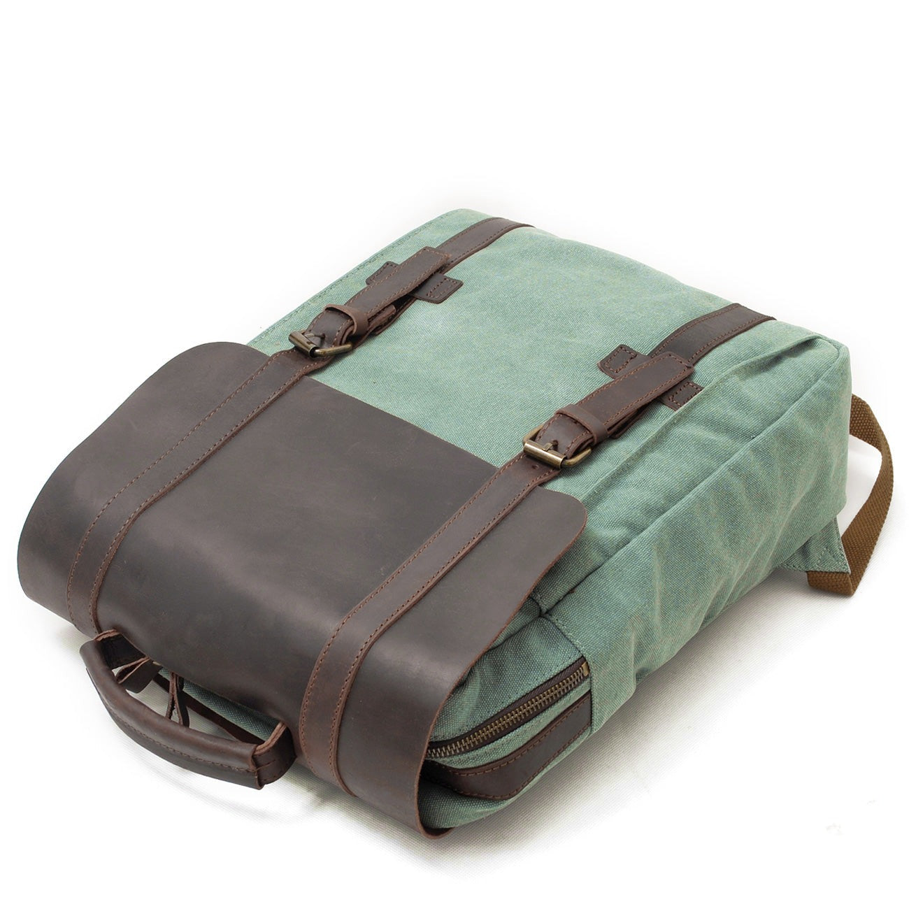 Vintage Leather Canvas Laptop Backpack 18L