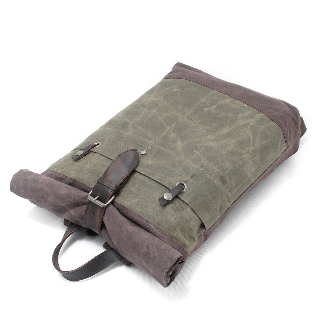 Waterproof Waxed Canvas Roll Top Backpack 18L