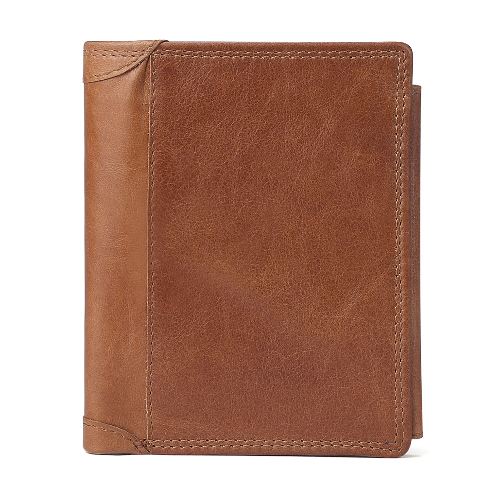Genuine Leather Bifold RFID Wallet With Flip ID