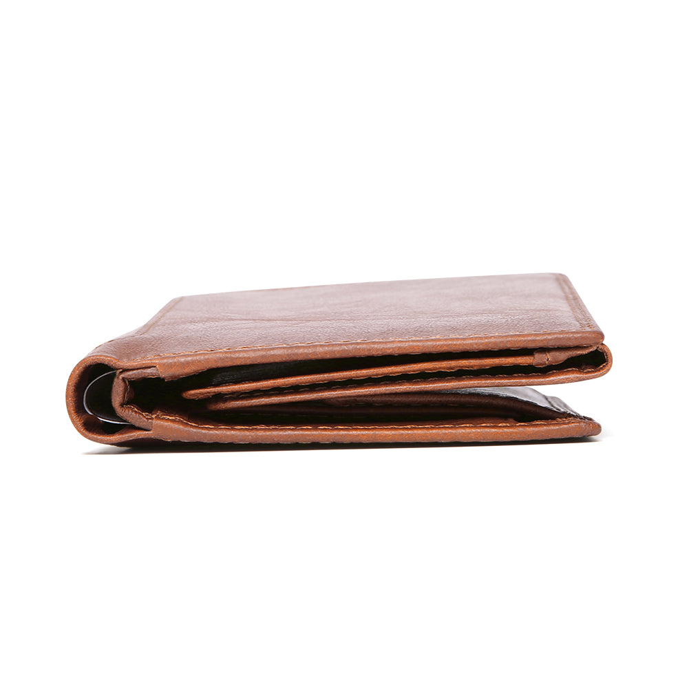 Genuine Leather Bifold RFID Wallet With Flip ID
