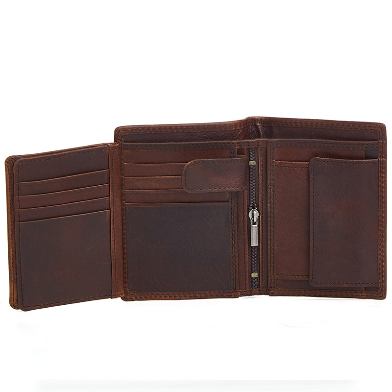 Genuine Leather Bifold RFID Wallet With Flip ID