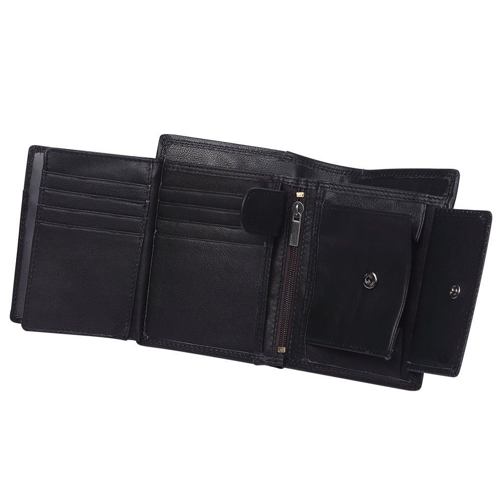 Genuine Leather Bifold RFID Wallet With Flip ID