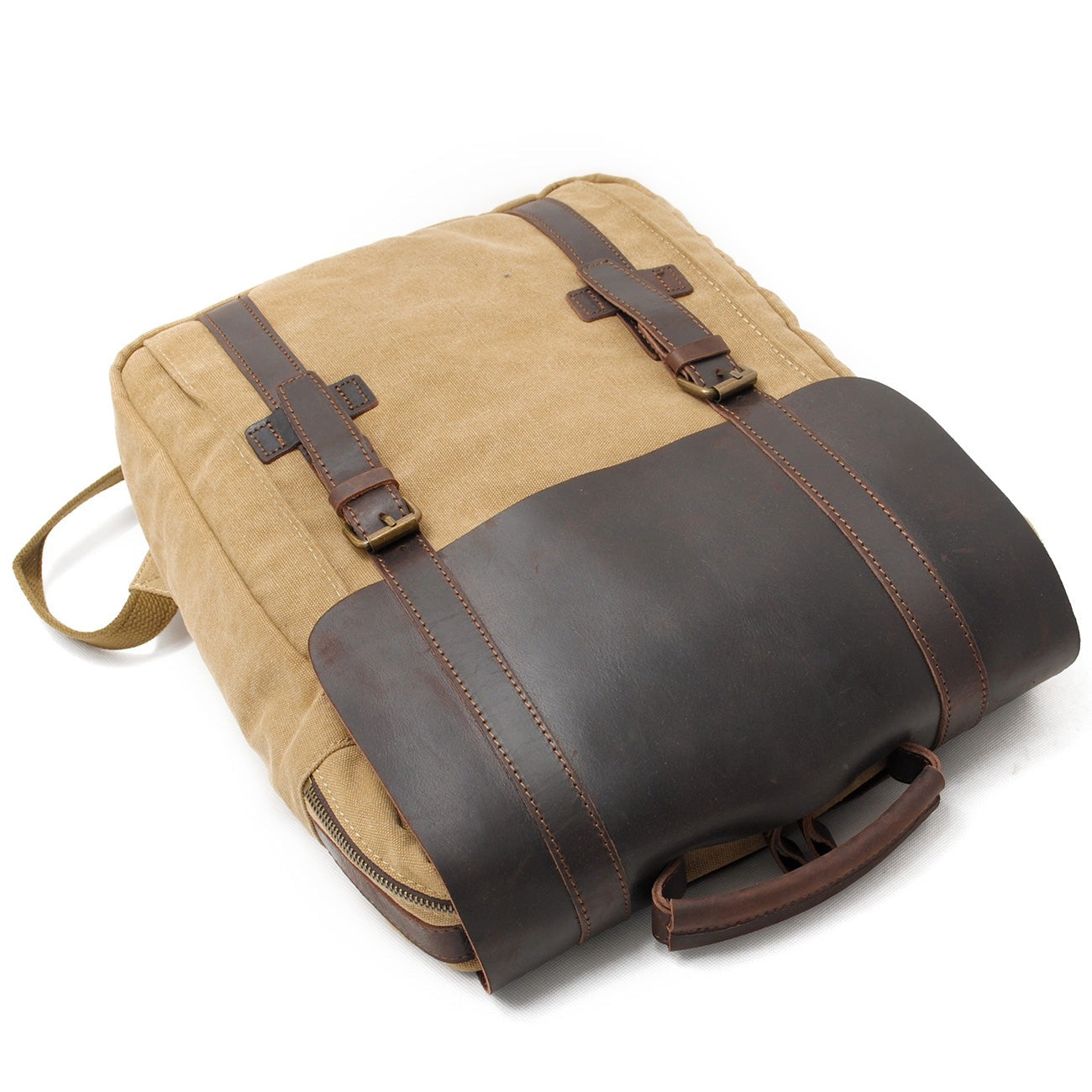 Vintage Leather Canvas Laptop Backpack 18L