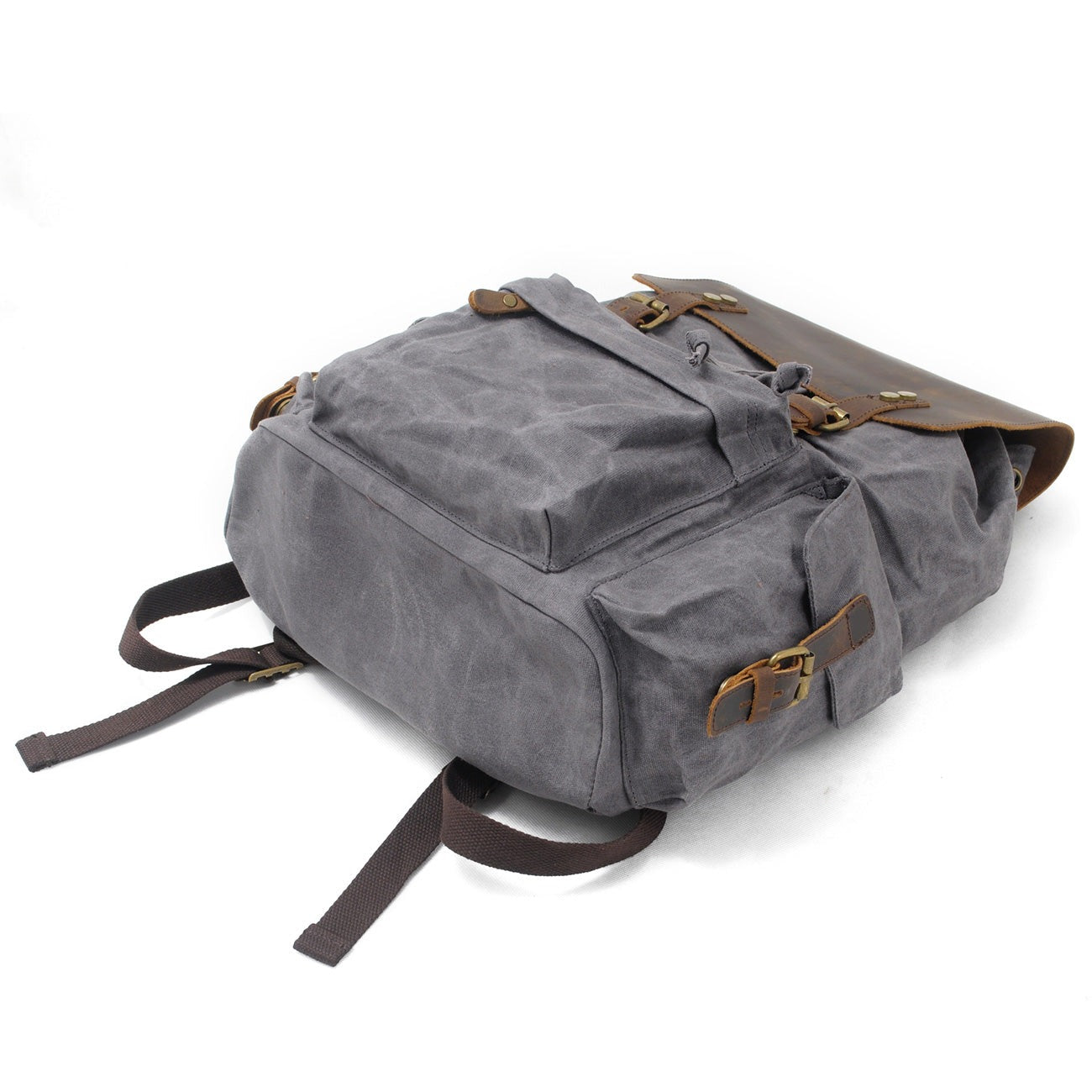 Vintage Leather Canvas Laptop Backpack 20L