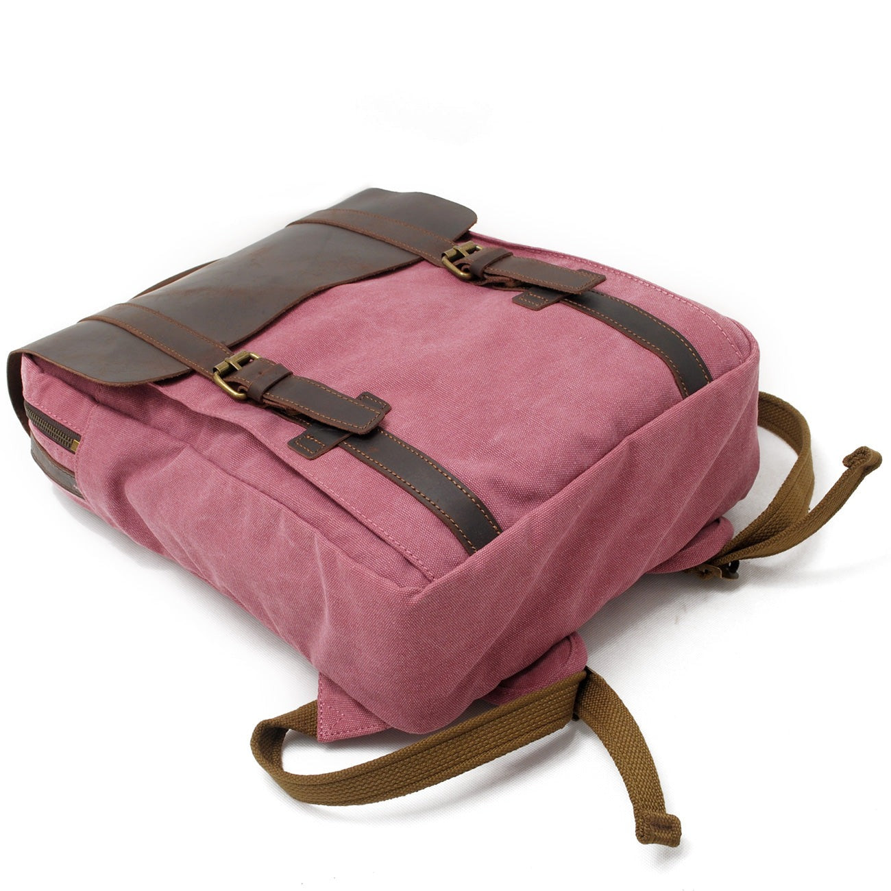 Vintage Leather Canvas Laptop Backpack 18L