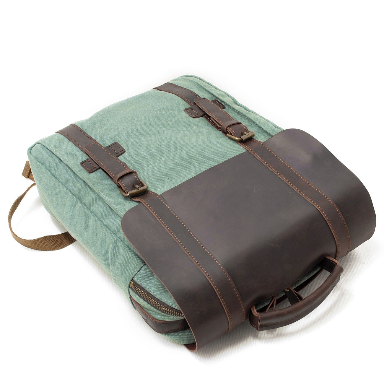 Vintage Leather Canvas Laptop Backpack 18L