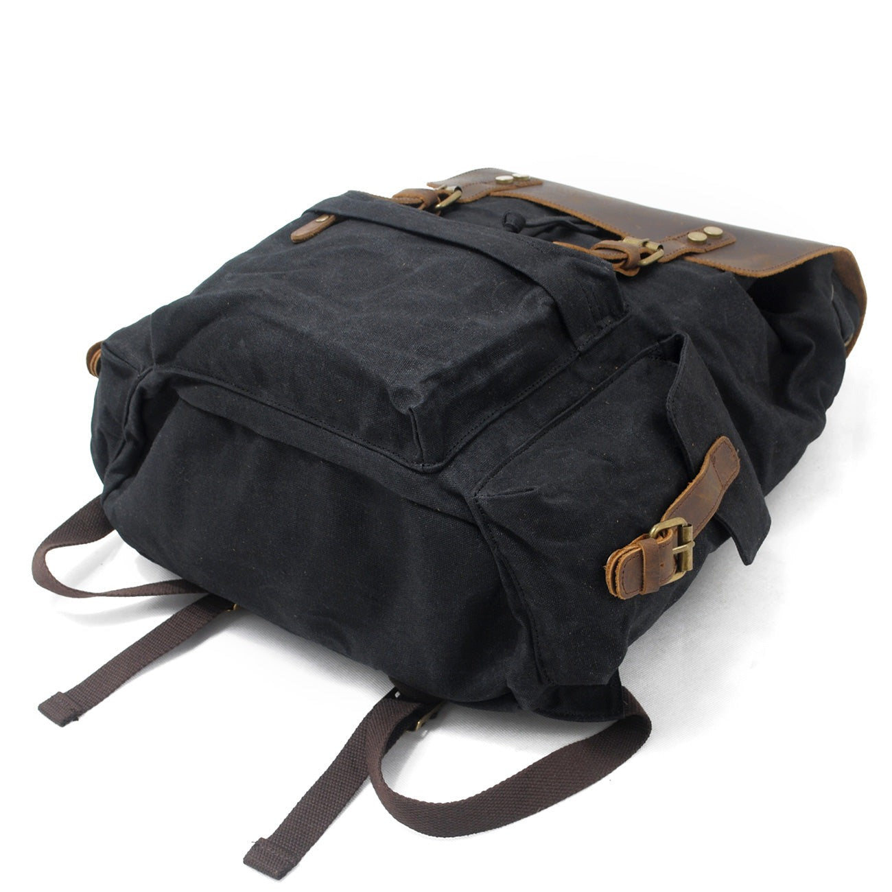 Vintage Leather Canvas Laptop Backpack 20L