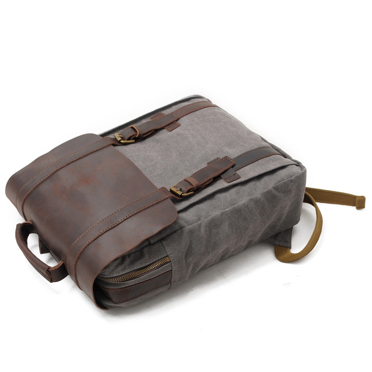 Vintage Leather Canvas Laptop Backpack 18L